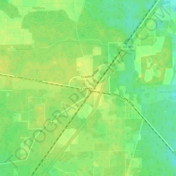 Crawford topographic map, elevation, terrain