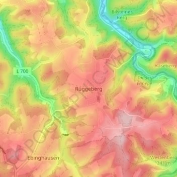 Rüggeberg topographic map, elevation, terrain