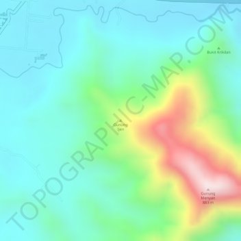 Gunung Ijen topographic map, elevation, terrain