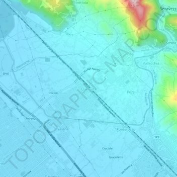 Querceta topographic map, elevation, terrain