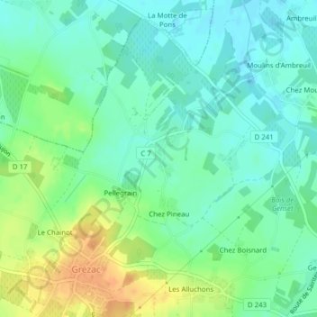 Les Courtets topographic map, elevation, terrain