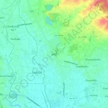 Maejo topographic map, elevation, terrain