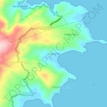 Malueng topographic map, elevation, terrain