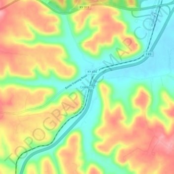 Colesburg topographic map, elevation, terrain