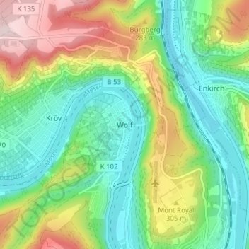 Wolf topographic map, elevation, terrain