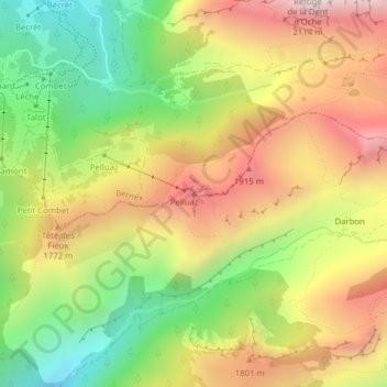 Pointe de Pelluaz topographic map, elevation, terrain