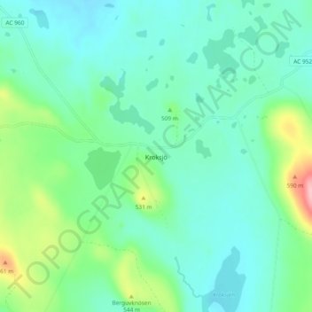 Kroksjö topographic map, elevation, terrain