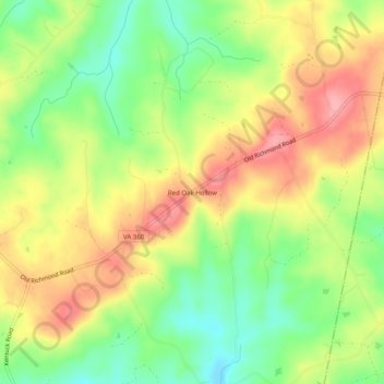 Red Oak Hollow topographic map, elevation, terrain