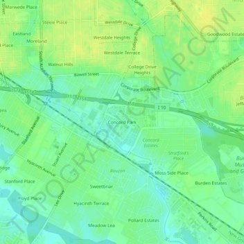 Concord Park topographic map, elevation, terrain
