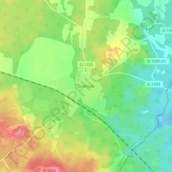 Grimsås topographic map, elevation, terrain