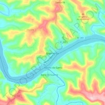 Itapiranga topographic map, elevation, terrain