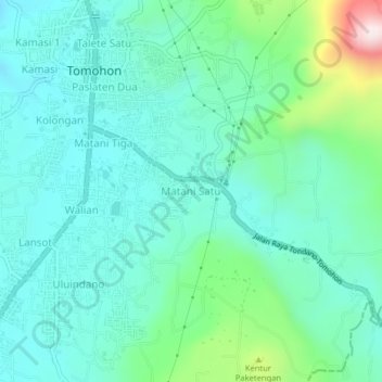 Matani Satu topographic map, elevation, terrain
