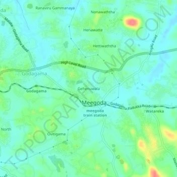 Gehenuwala topographic map, elevation, terrain