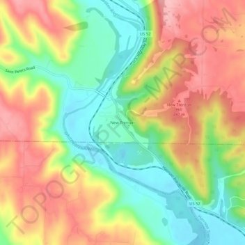 New Trenton topographic map, elevation, terrain