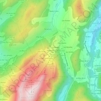 Hirmentaz topographic map, elevation, terrain