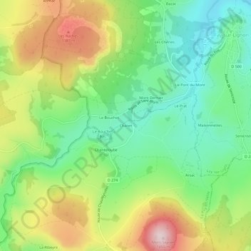 Chanet topographic map, elevation, terrain
