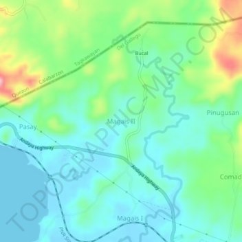 Magais II topographic map, elevation, terrain