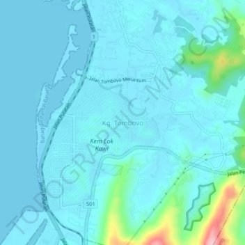 Kg. Tombovo topographic map, elevation, terrain