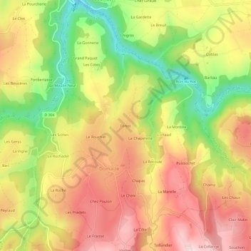 Forest topographic map, elevation, terrain