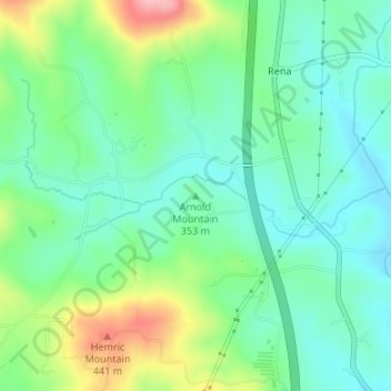 Arnold Mountain topographic map, elevation, terrain