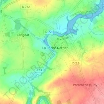 Chef du Pont topographic map, elevation, terrain