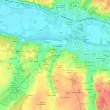 Saint-Martin topographic map, elevation, terrain