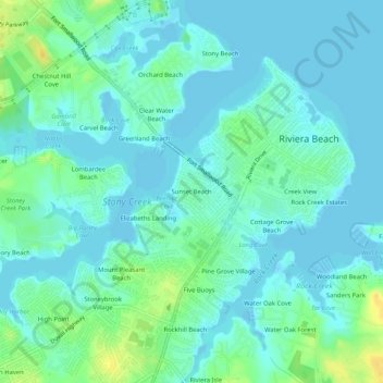 Sunset Beach topographic map, elevation, terrain