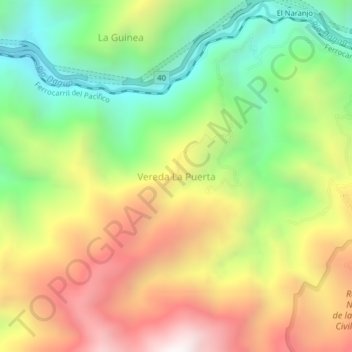 Vereda La Puerta topographic map, elevation, terrain