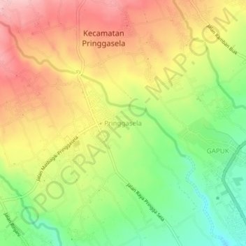 Pringgasela topographic map, elevation, terrain