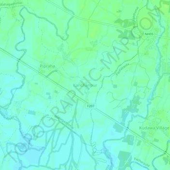 Kanchanpur topographic map, elevation, terrain