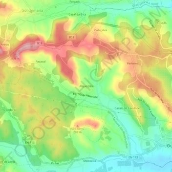 Alqueidão topographic map, elevation, terrain
