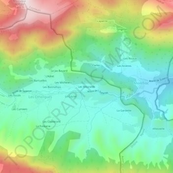 Les Mourards topographic map, elevation, terrain