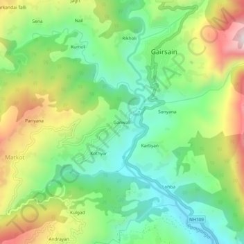 Ganwali topographic map, elevation, terrain
