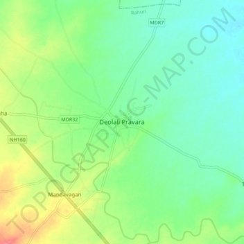 Deolali Pravara topographic map, elevation, terrain