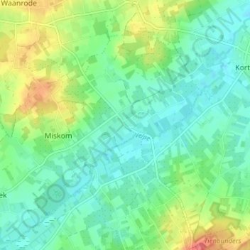 Vroente topographic map, elevation, terrain