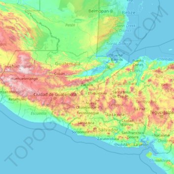 Zacapa topographic map, elevation, terrain