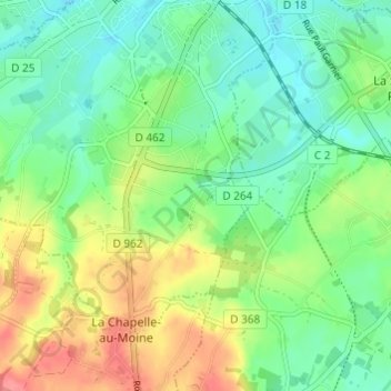 Montagnou topographic map, elevation, terrain