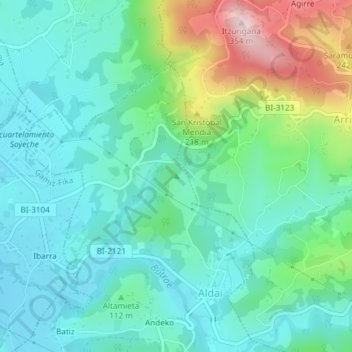 Arkotxa topographic map, elevation, terrain