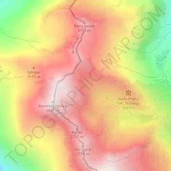 Rheinquelle topographic map, elevation, terrain