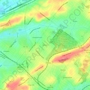 Ardsley topographic map, elevation, terrain