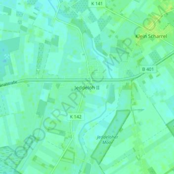 Jeddeloh II topographic map, elevation, terrain