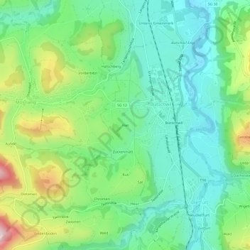 Riet topographic map, elevation, terrain