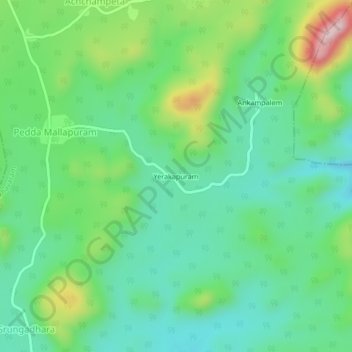 Yerakapuram topographic map, elevation, terrain
