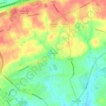 Hershey Mill topographic map, elevation, terrain