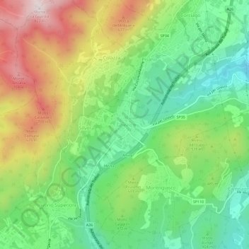 Ghevio topographic map, elevation, terrain