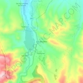 Talat Marghene topographic map, elevation, terrain