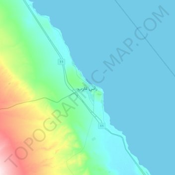 Gharib Cape topographic map, elevation, terrain