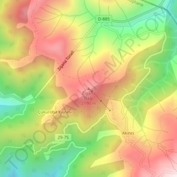 Zigana Dağı topographic map, elevation, terrain