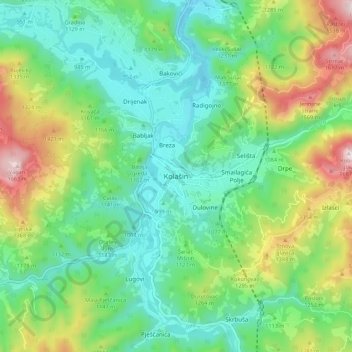 Kolašin topographic map, elevation, terrain