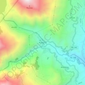 Acopalca topographic map, elevation, terrain